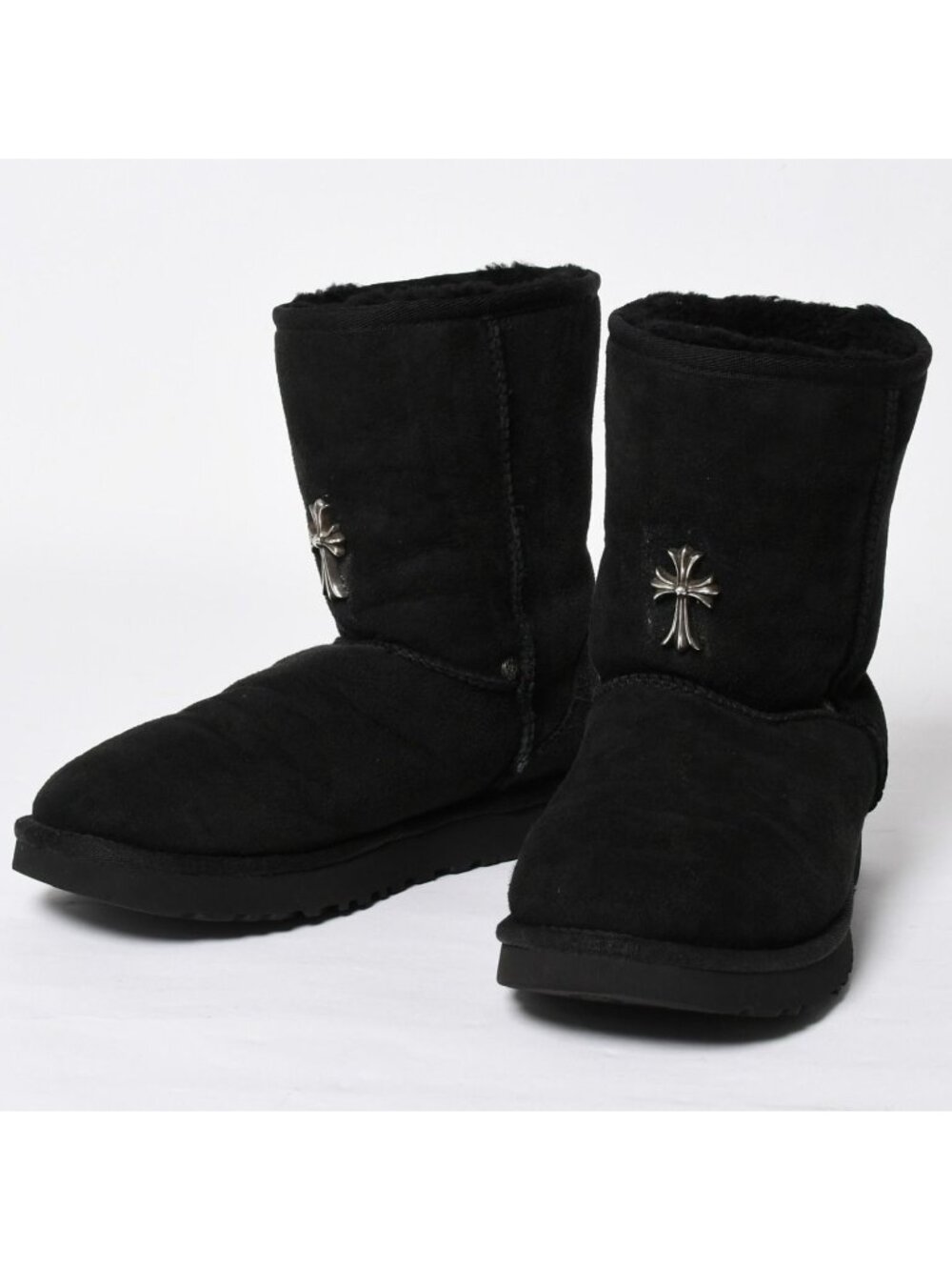 Chrome Hearts Ugg Shearling Boots Custom Black 925 Sterling Silver